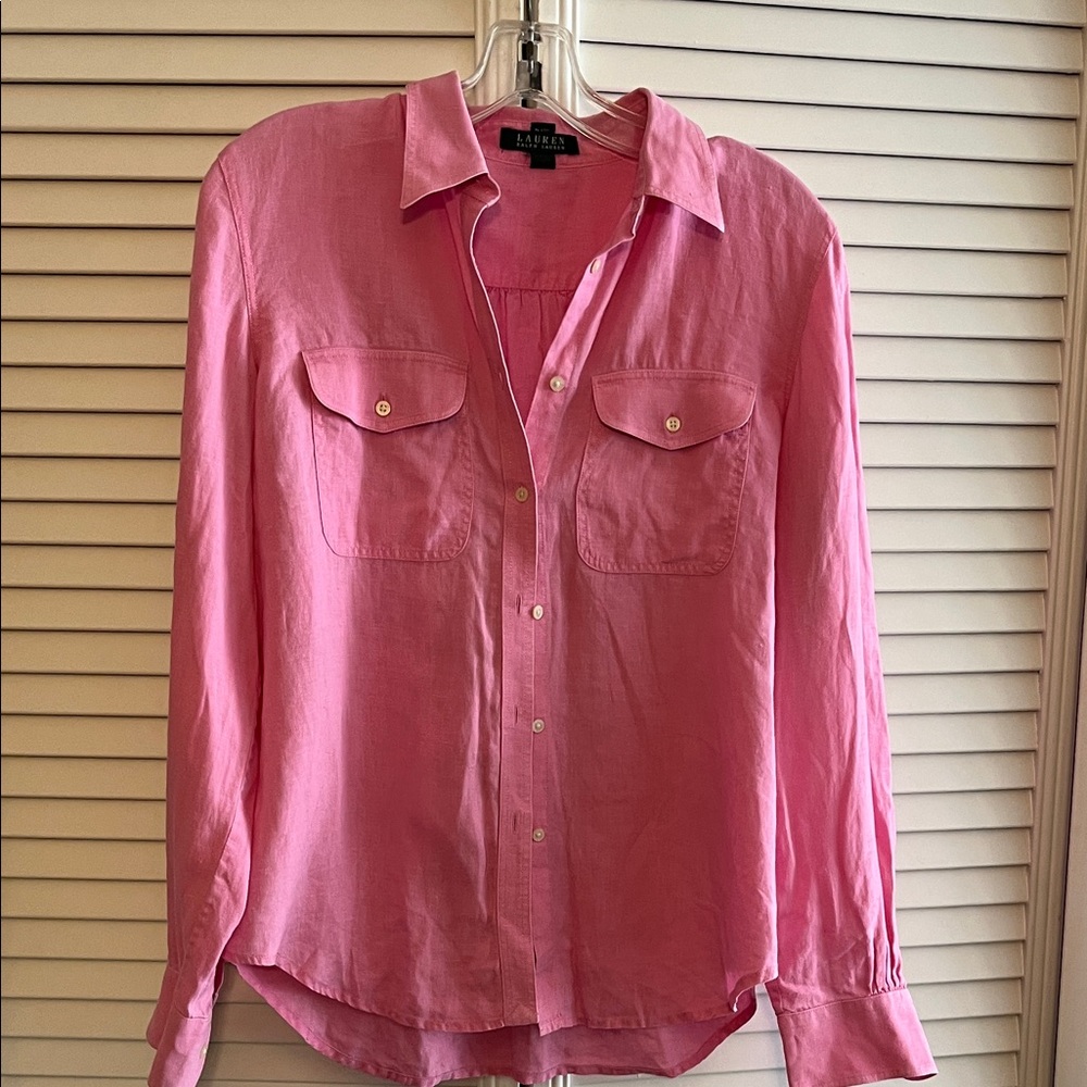 Lauren  Ralph Lauren Pink tab sleeve shirt  M